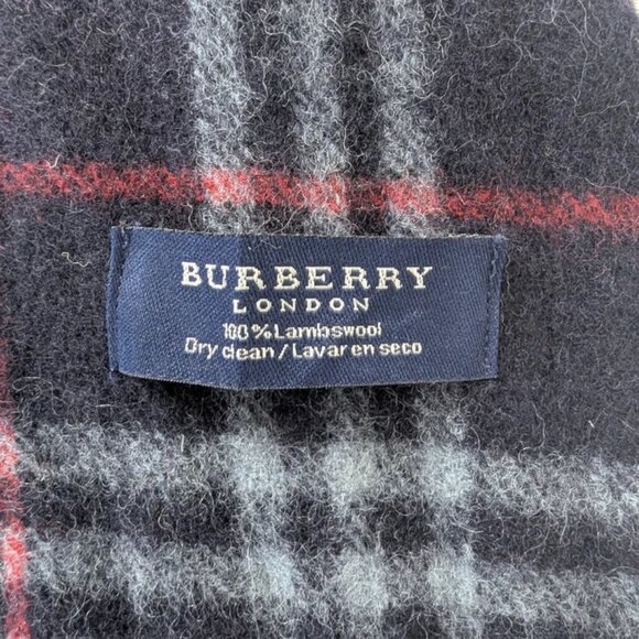 Burberry Scarf Navy – Unisex 100% Lambswool – Pre-Loved – Elegant & Cozy Wrap - Picture 2 of 7